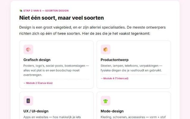 Schermafbeelding uit de les: Wat is design?